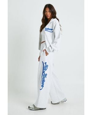 Boohoo Petite Ath Archive Self Fabric Applique Straight Leg Jogger - Blue