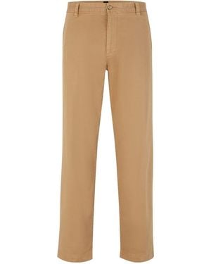 BOSS Keamon Solid Patterned Straight Chinos - Natural