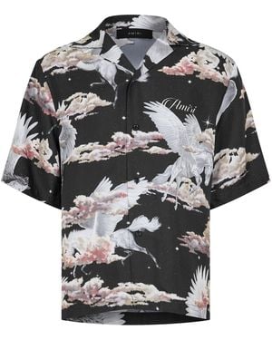 Amiri Pegasus Short Sleeve Bowling Shirt - Black