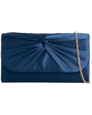 SVNX Ruched Satin Clutch - Blue