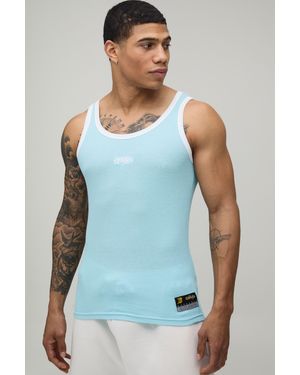 BoohooMAN Muscle Fit Sport Waffle Vest - Blue