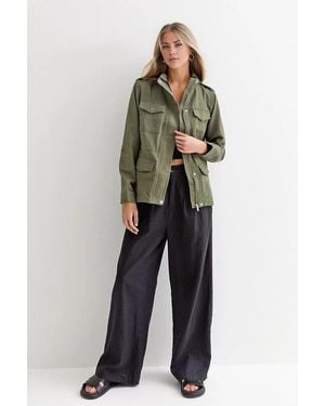 New Look Canvas Military Jacket - Green