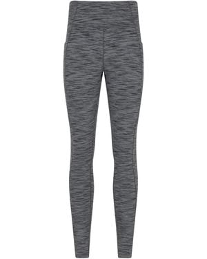 Mountain Warehouse 'Breathe & Balance' High Waisted Leggings With Side Pockets Stretchy Bottoms - Grey