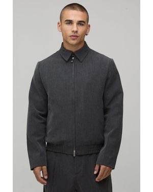 BoohooMAN Herringbone Relaxed Fit Tailored Co-Ord Jacket - Grey