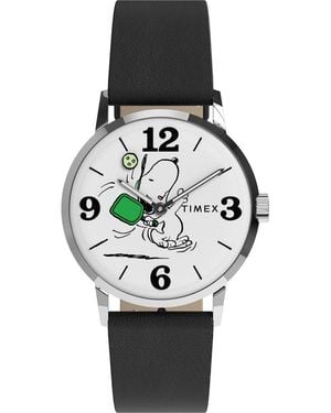Timex Peanuts Marlin Watch Tw2Y50400 Leather - Black