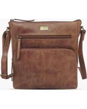 Assots London 'Agatha' Real Leather Crossbody Bag - Brown