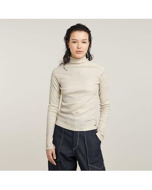 G-Star Coated Slim Rib Mock Top - Natural