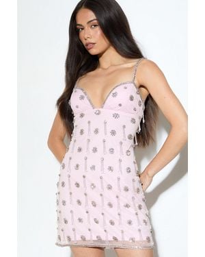 MissPap Premium Embellished Sweetheart Mini Dress - Pink