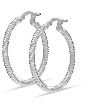 Bibei Chunky Textured Hoop Earrings 925 Sterling Bipe034 - Metallic