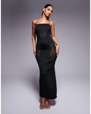 ASOS Lazer Cut Maxi Dress With Skinny Straps - Blue