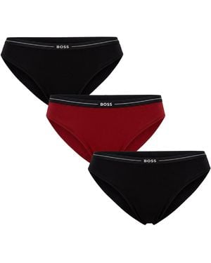 BOSS Pack Of 3 Elastic Cotton Knickers With Logo 50510016 - Red
