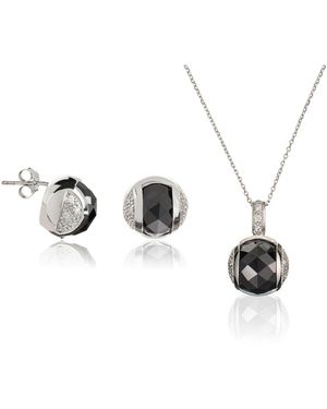 Orphelia 925 Sterling Set: Chain-Pendant + Earrings - Metallic