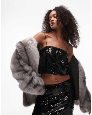 TOPSHOP Co-Ord Disc Sequin Bandeau - Black