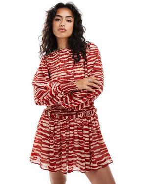 ASOS Shirred Bodice Tie Up Back Mini Dress