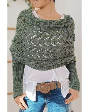 Azura Exchange Oversized Knitted Lace Cardigan Jumper - Grey