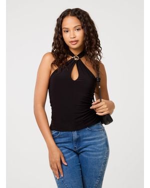 Pink Vanilla Keyhole Halter Top - Blue