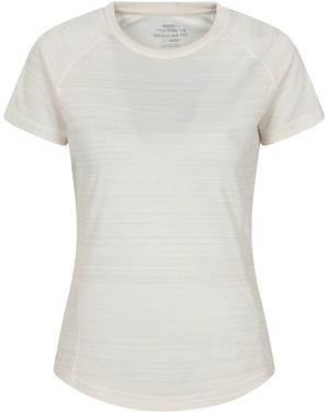 Mountain Warehouse 'Endurance' Striped Tee Sun Protection Everyday Gym T-Shirt - White