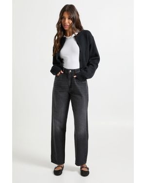 Boohoo Basics High Waist Mom Jean - Black