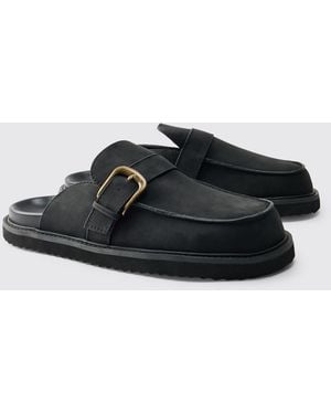 BoohooMAN Chunky Buckle Pu Mule - Black