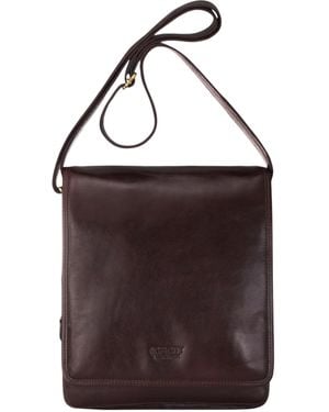 Infinity Leather Vintage Messenger Shoulder Crossbody Travel Business Bag - Brown