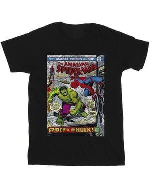 Marvel Spider- Vs Hulk Cover T-Shirt Cotton - Black
