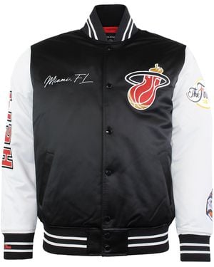 Mitchell & Ness Nba Miami Heat Satin Bomber Jacket - Black