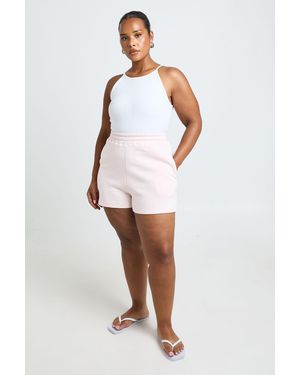 Boohoo Plus Thick Waist Band Shorts - White