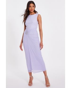 Quiz Mesh Buckle Midaxi Dress - Purple