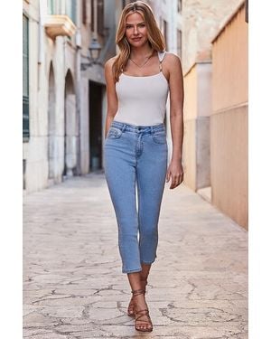 Sosandar Mid Capri Jeans - Blue
