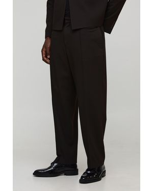 BoohooMAN Relaxed Fit Seam Detailed Suit Trousers - Black