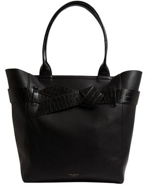 Ted Baker Croc Effect Knot Bow Tote Bag - Black