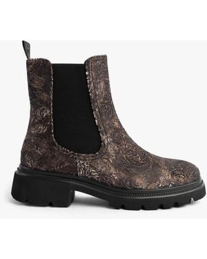 Heavenly Feet Brkvlr Zeta Meadow Velour Chelsea Boots Bark - Black