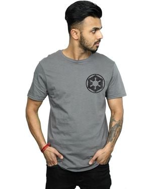 Star Wars The Mandalorian Galactic Empire Insignia Breast Print T-Shirt Cotton - Grey