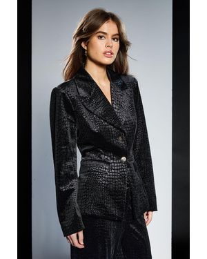 Runway 1.8.1.8 Croc Jacquard Velvet Blazer - Black