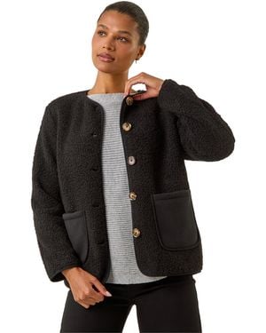 Roman Fleece Pocket Front Jacket - Black