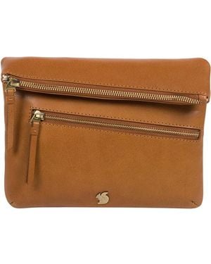 Conkca 'Flare' Dark Leather Clutch Bag - Brown