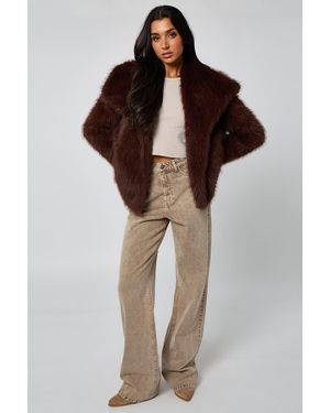 Urban Bliss Longline Zebra Formal Coat - Brown