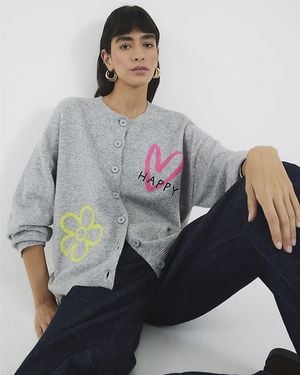 River Island Cardigan Knitted Happy - Grey