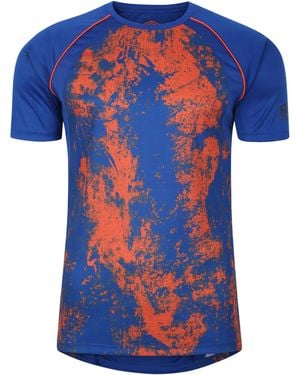 Umbro Pro Elite Graphic Print Training Jersey (Deep Surf/Vermillion) - Blue