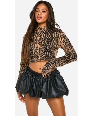Boohoo Pu Puff Ball Mini Skirt - Black