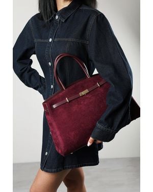 Where's That From Grelle Leather Belt Lock Detail Tote Bag - Blue