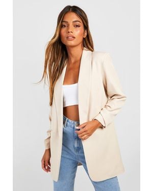 Boohoo Ruched Sleeve Tailored Blazer - Blue