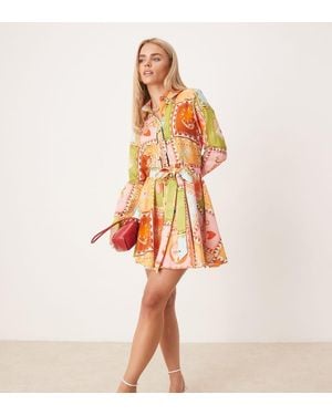 Never Fully Dressed Petite Mini Shirt Dress - Orange