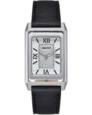 Heritor Esteban Leather Band Watch - Black