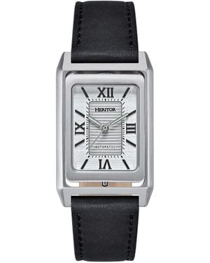 Heritor Esteban Leather Band Watch - Black
