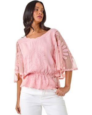 D.u.s.k Butterfly Lace Blouse - Pink