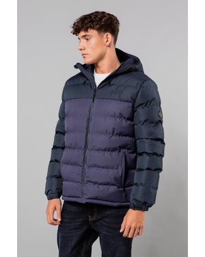 Tokyo Laundry Colour Block Hooded Padded Jacket With Microfleece Lining - Blue