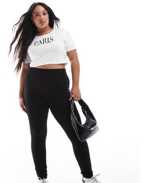 Yours Ribbed Leggings - Black