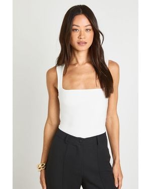 Boohoo Tall Double Layer Slinky Square Neck Sleeveless Bodysuit - White