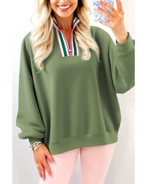 Azura Exchange Rits Hals Sweatshirt - Groen